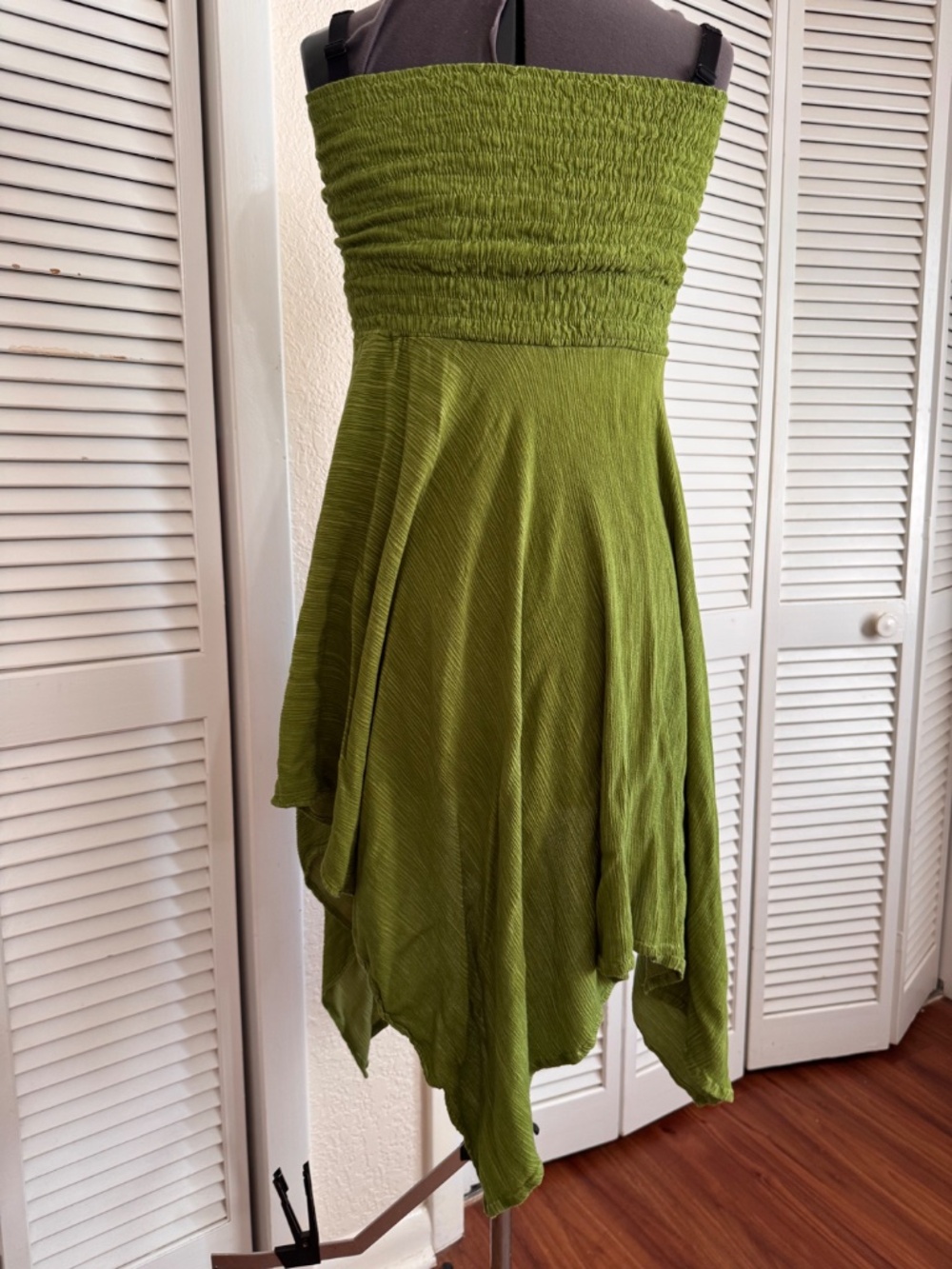"Lost Island" strapless 100% cotton summer sun dress bright green L/XL - Picture 6 of 16